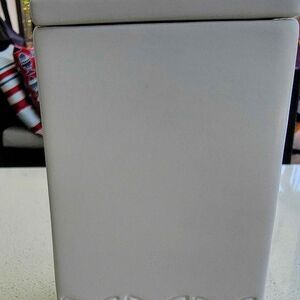 Cult Design Ceramic Square White Embossed 7" Canister Jar with Lid